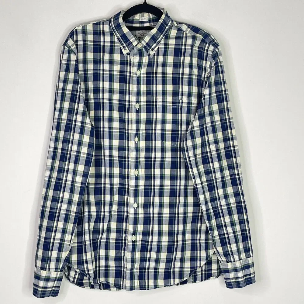 J. Crew Slim Fit Plaid Button Down Long Sleeve Shirt Men's Size Medium